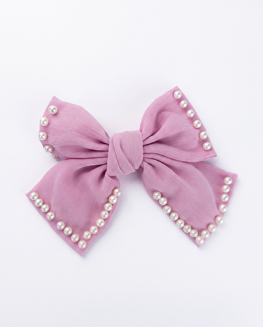 Peaches & Pearls Bow — Hair Clip — view 6 of 10