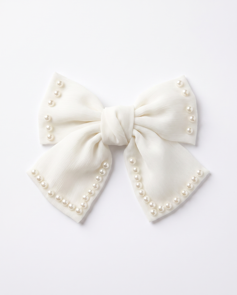 Peaches & Pearls Bow — Hair Clip — view 9 of 10