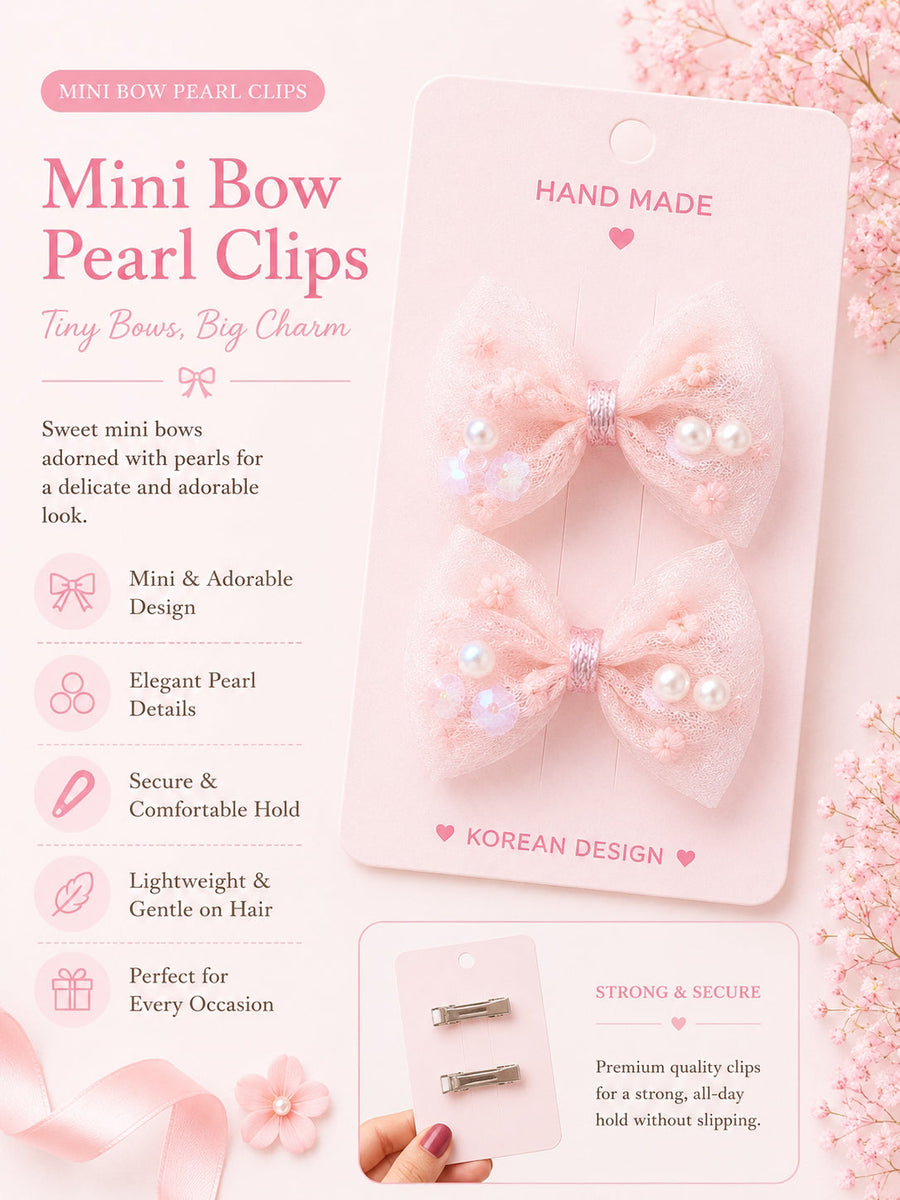 Blush Pearl Mini Bows — Korean Clip Set of 2 — view 5 of 7