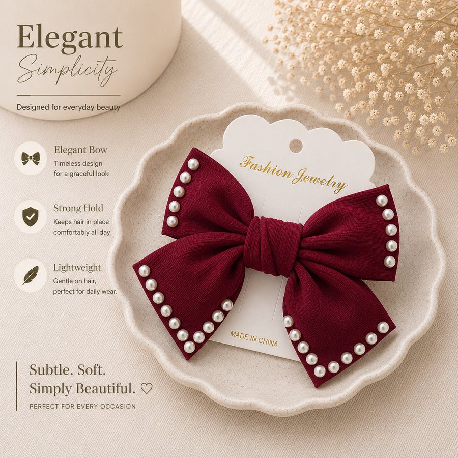Peaches & Pearls Bow — Hair Clip — view 2 of 10