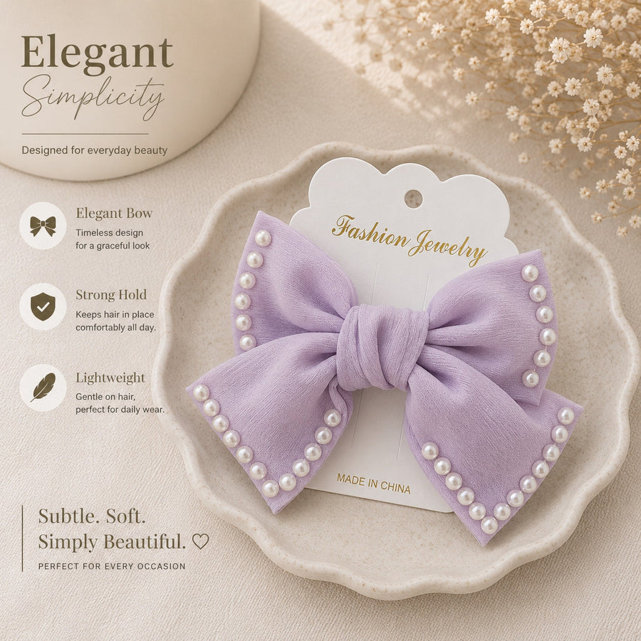 Peaches & Pearls Bow — Hair Clip — view 3 of 10