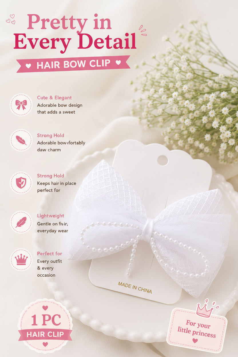 Bluebell Pearl Bow — Hair Clip - Main — view 8 of 11