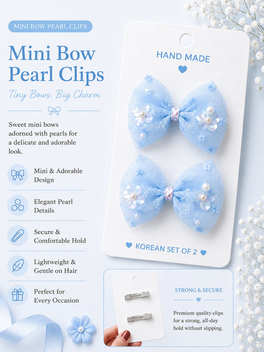 Blush Pearl Mini Bows — Korean Clip Set of 2 — view 6 of 7