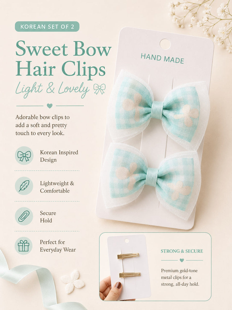 Sweet Peach Bows — Korean Clip Set of 2 — view 3 of 3
