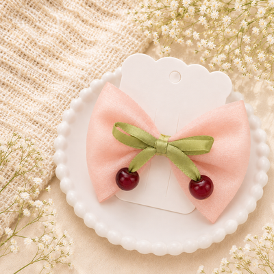 Orchard Cherry Bow — Cottagecore Clip
