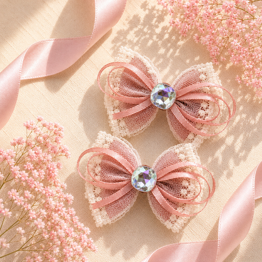 Vintage Lace Bow — Crystal Hair Clip — view 2 of 9